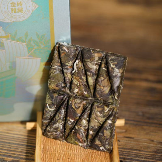 Jade Bud Brick — 2018 Shou Mei White Tea · 216g Pressed Brick